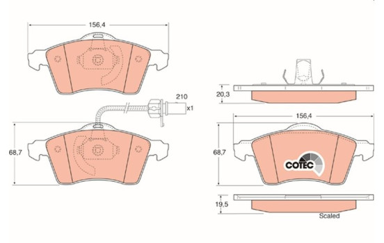 Brake Pad Set, disc brake COTEC GDB1391 TRW, Image 2