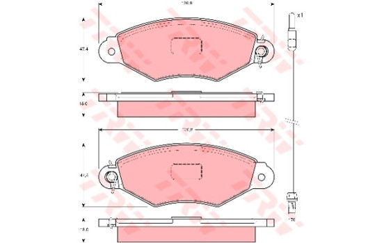 Brake Pad Set, disc brake COTEC GDB1402 TRW