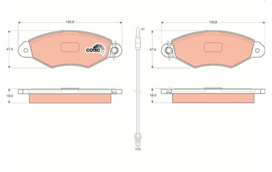 Brake Pad Set, disc brake COTEC GDB1402 TRW, Image 2