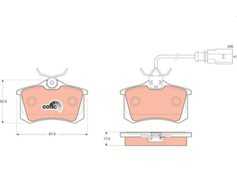 Brake Pad Set, disc brake COTEC GDB1415 TRW, Image 2