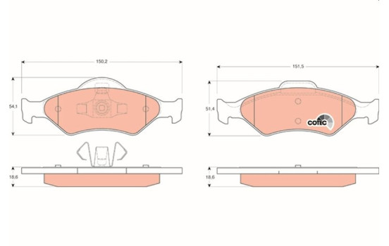 Brake Pad Set, disc brake COTEC GDB1418 TRW, Image 2