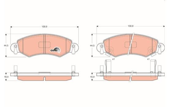 Brake Pad Set, disc brake COTEC GDB1420 TRW, Image 2