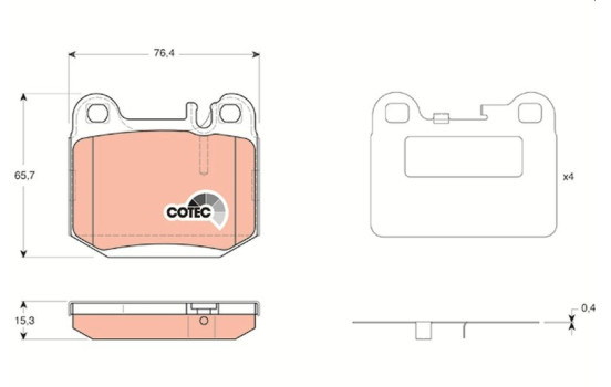 Brake Pad Set, disc brake COTEC GDB1457 TRW, Image 2