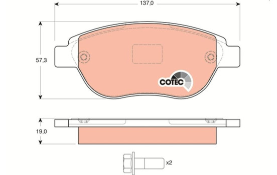 Brake Pad Set, disc brake COTEC GDB1464 TRW, Image 2
