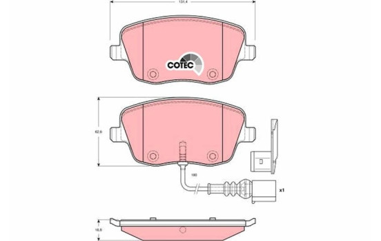 Brake Pad Set, disc brake COTEC GDB1472 TRW, Image 2