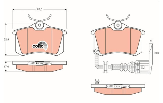 Brake Pad Set, disc brake COTEC GDB1475 TRW, Image 2