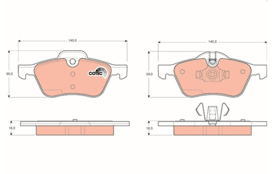 Brake Pad Set, disc brake COTEC GDB1476 TRW, Image 2