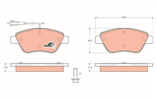 Brake Pad Set, disc brake COTEC GDB1482 TRW, Image 2