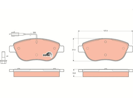 Brake Pad Set, disc brake COTEC GDB1483 TRW, Image 2