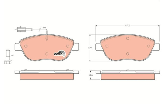 Brake Pad Set, disc brake COTEC GDB1483 TRW, Image 2