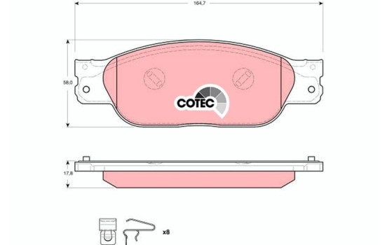 Brake Pad Set, disc brake COTEC GDB1510 TRW, Image 2