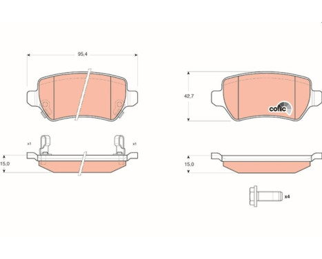 Brake Pad Set, disc brake COTEC GDB1515 TRW, Image 2