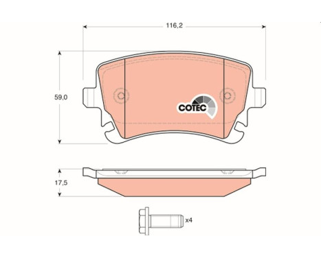 Brake Pad Set, disc brake COTEC GDB1516 TRW, Image 2