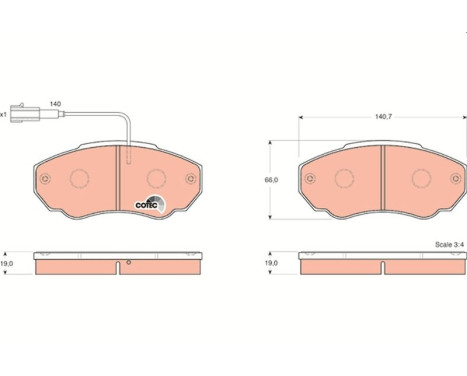 Brake Pad Set, disc brake COTEC GDB1517 TRW, Image 2
