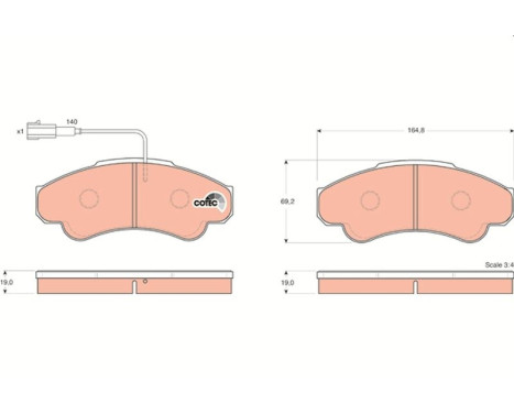 Brake Pad Set, disc brake COTEC GDB1518 TRW, Image 2