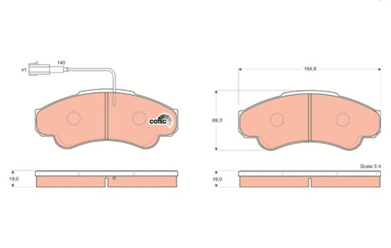 Brake Pad Set, disc brake COTEC GDB1518 TRW, Image 2