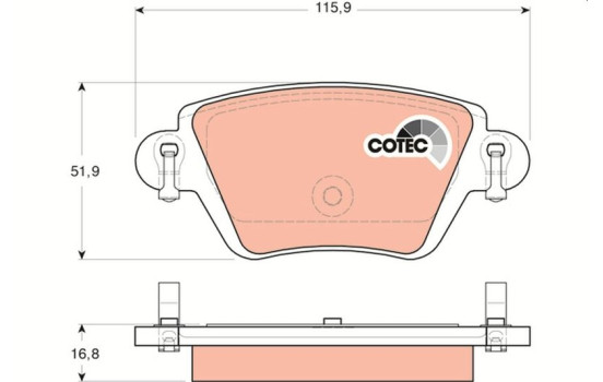 Brake Pad Set, disc brake COTEC GDB1525 TRW, Image 2