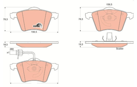 Brake Pad Set, disc brake COTEC GDB1538 TRW, Image 2