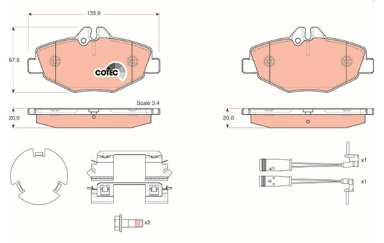 Brake Pad Set, disc brake COTEC GDB1542 TRW, Image 2