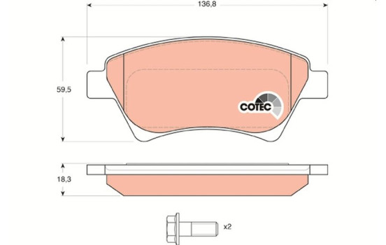 Brake Pad Set, disc brake COTEC GDB1552 TRW, Image 2