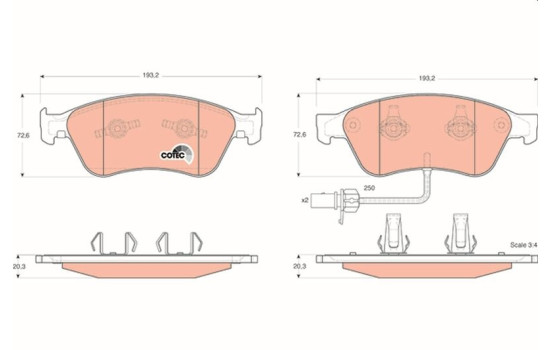 Brake Pad Set, disc brake COTEC GDB1553 TRW, Image 2