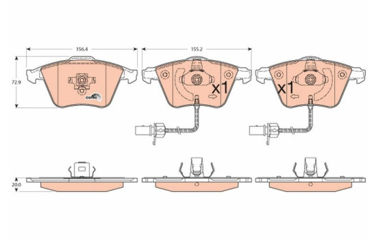 Brake Pad Set, disc brake COTEC GDB1554 TRW, Image 2