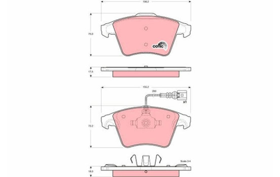 Brake Pad Set, disc brake COTEC GDB1556 TRW, Image 2