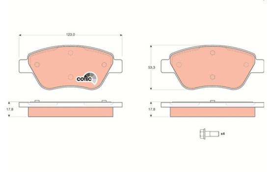 Brake Pad Set, disc brake COTEC GDB1579 TRW, Image 2