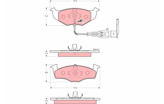 Brake Pad Set, disc brake COTEC GDB1586 TRW, Image 2