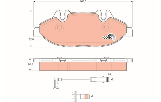 Brake Pad Set, disc brake COTEC GDB1600 TRW, Image 2