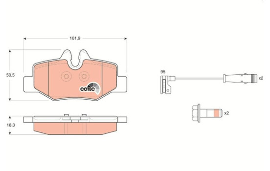 Brake Pad Set, disc brake COTEC GDB1601 TRW, Image 2