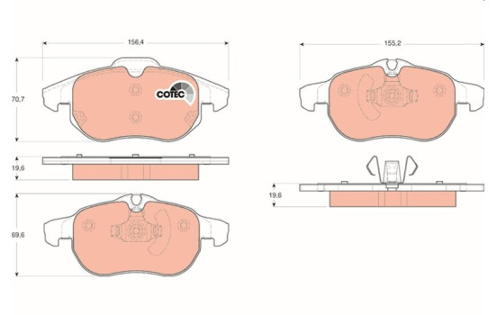 Brake Pad Set, disc brake COTEC GDB1613 TRW, Image 2