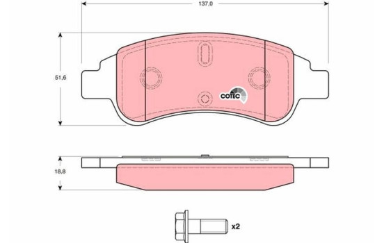 Brake Pad Set, disc brake COTEC GDB1623 TRW, Image 2