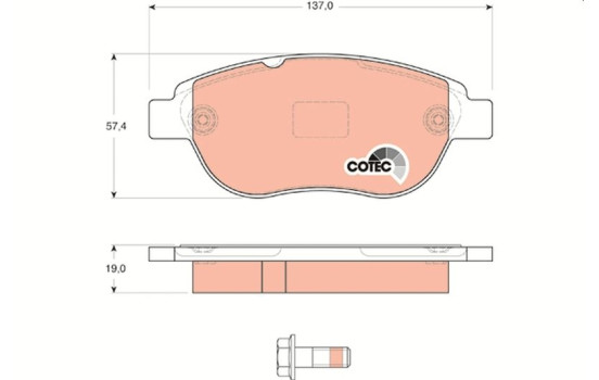 Brake Pad Set, disc brake COTEC GDB1624 TRW, Image 2