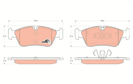 Brake Pad Set, disc brake COTEC GDB1625 TRW, Image 2