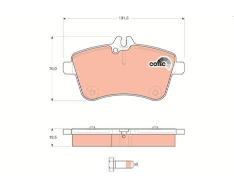 Brake Pad Set, disc brake COTEC GDB1628 TRW, Image 2