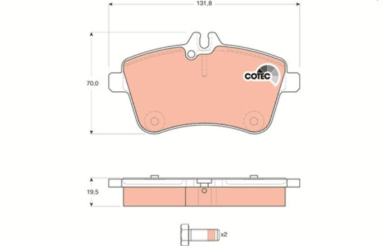 Brake Pad Set, disc brake COTEC GDB1628 TRW, Image 2