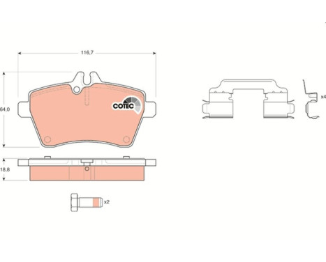 Brake Pad Set, disc brake COTEC GDB1630 TRW, Image 2