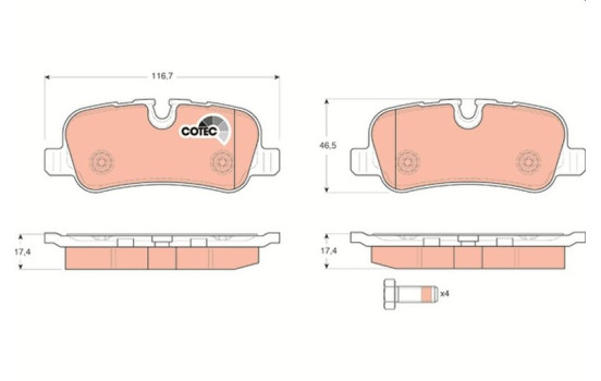 Brake Pad Set, disc brake COTEC GDB1632 TRW, Image 2