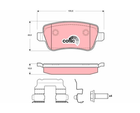 Brake Pad Set, disc brake COTEC GDB1637 TRW, Image 2