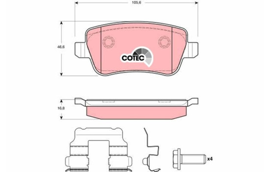 Brake Pad Set, disc brake COTEC GDB1637 TRW, Image 2