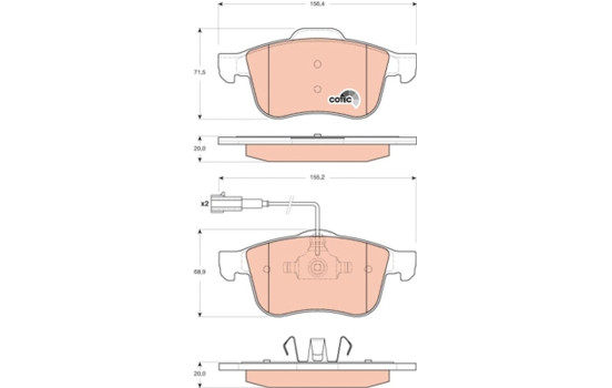 Brake Pad Set, disc brake COTEC GDB1647 TRW, Image 2
