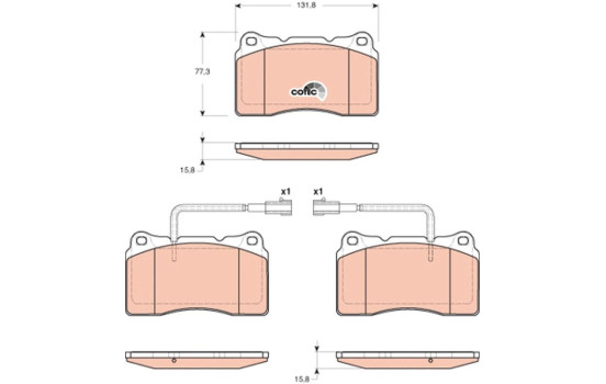 Brake Pad Set, disc brake COTEC GDB1648 TRW, Image 2