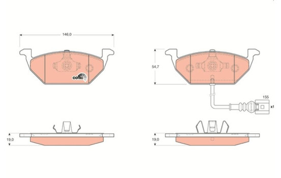Brake Pad Set, disc brake COTEC GDB1658 TRW, Image 2