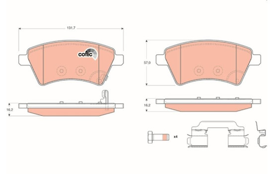 Brake Pad Set, disc brake COTEC GDB1673 TRW, Image 2