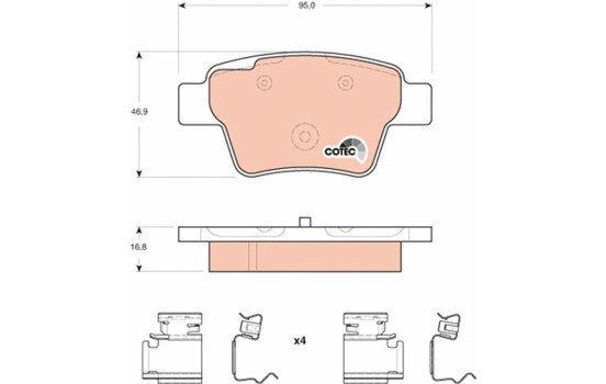 Brake Pad Set, disc brake COTEC GDB1678 TRW, Image 2