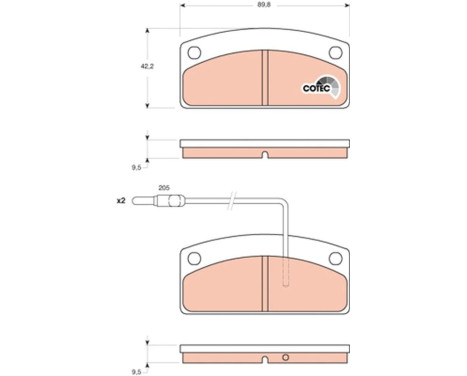 Brake Pad Set, disc brake COTEC GDB1679 TRW, Image 2