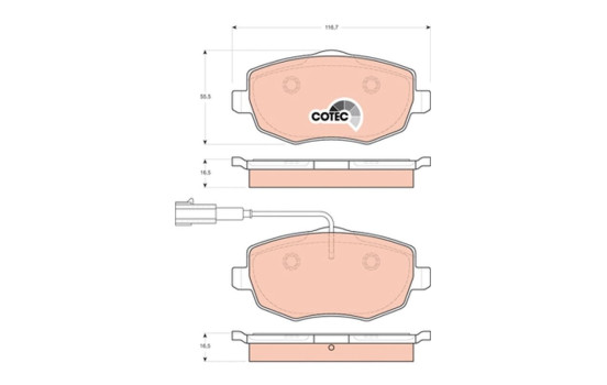 Brake Pad Set, disc brake COTEC GDB1706 TRW, Image 2