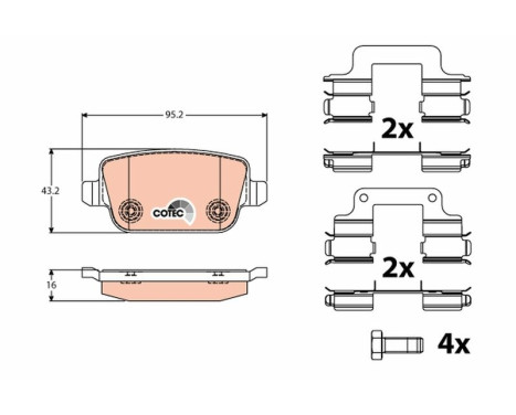 Brake Pad Set, disc brake COTEC GDB1708 TRW, Image 2