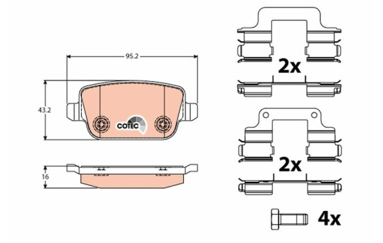 Brake Pad Set, disc brake COTEC GDB1708 TRW, Image 2